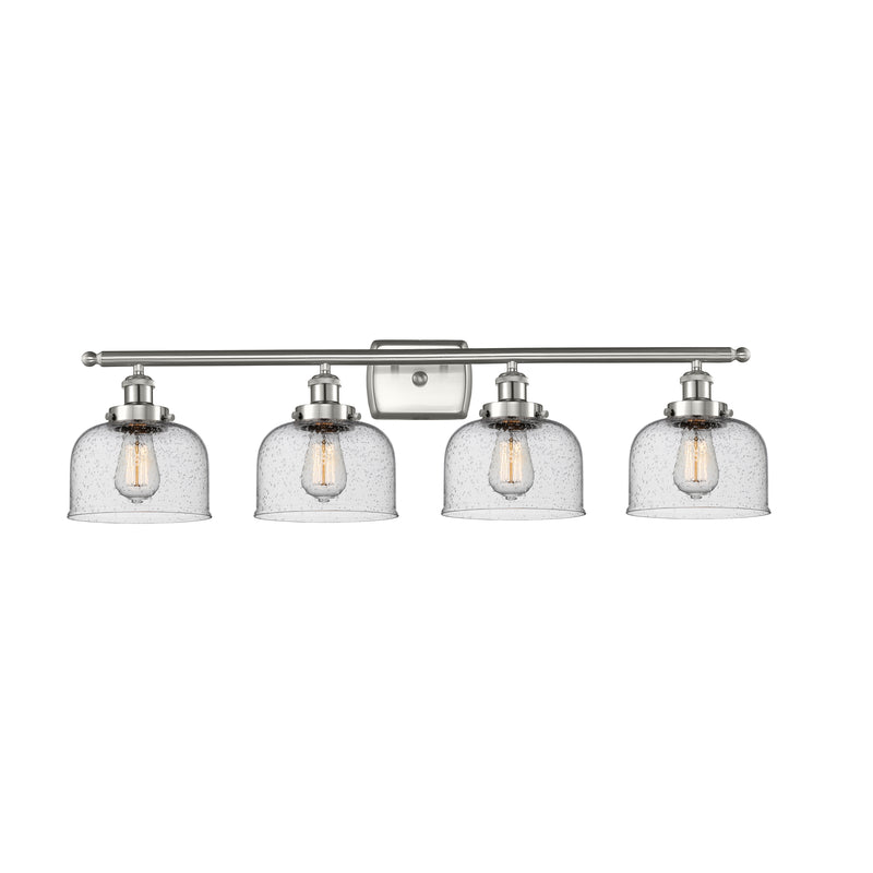 Bell Bath Vanity Light shown in the Brushed Satin Nickel finish with a Seedy shade