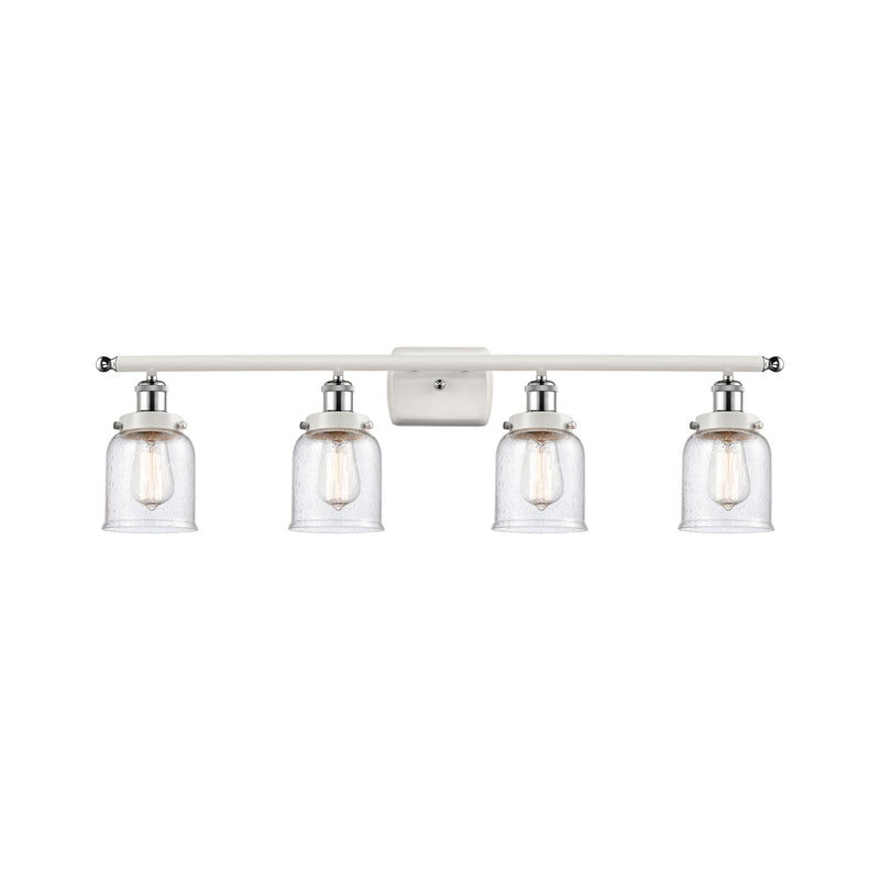 Bell Bath Vanity Light shown in the White and Polished Chrome finish with a Seedy shade