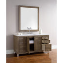 James Martin Chicago 60" Single Vanity Whitewashed Walnut with 3 cm Classic White Quartz Top 305-V60S-WWW-3CLW