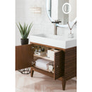 James Martin Linear 36" Single Vanity Mid Century Walnut with Glossy White Composite Top 210-V36-WLT-GW