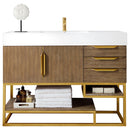 James Martin Columbia 48" Single Vanity Latte Oak Radiant Gold with Glossy White Composite Top 388-V48-LTO-RG-GW