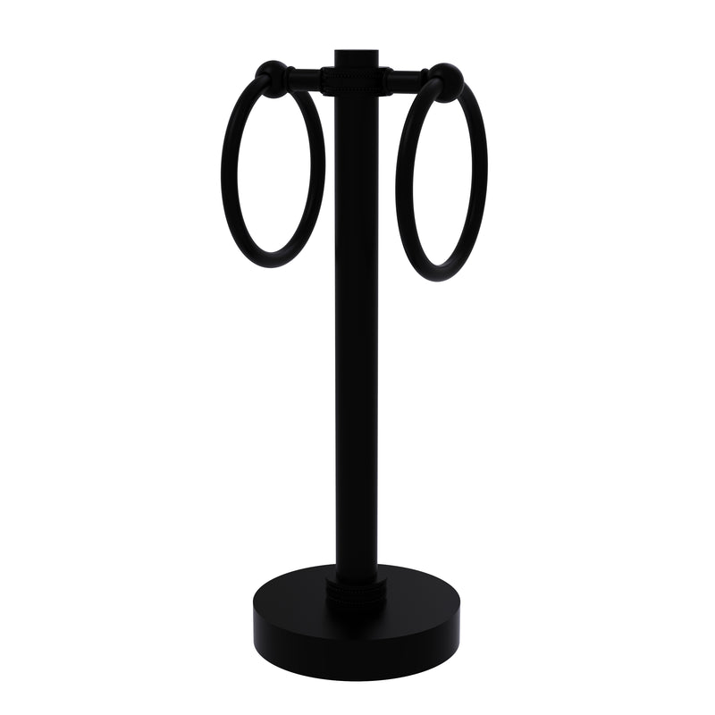 Allied Brass Vanity Top 2 Towel Ring Guest Towel Holder with Dotted Accents 953D-BKM
