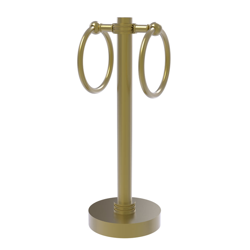 Allied Brass Vanity Top 2 Towel Ring Guest Towel Holder with Dotted Accents 953D-SBR