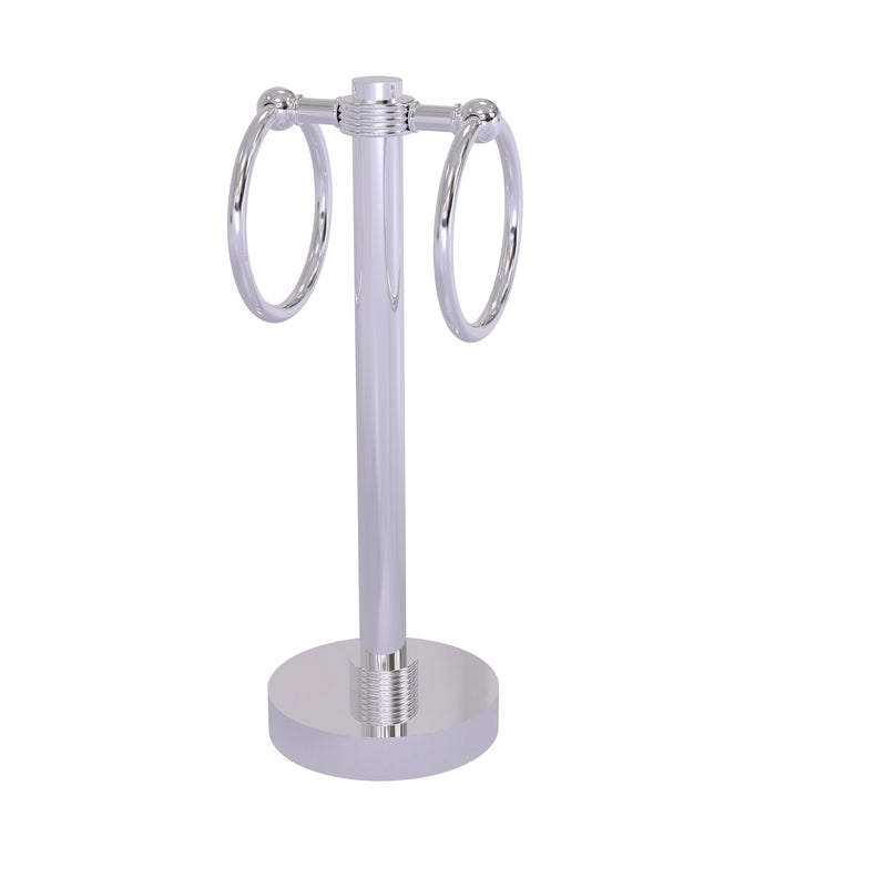 Allied Brass Vanity Top 2 Towel Ring Guest Towel Holder with Groovy Accents 953G-PC