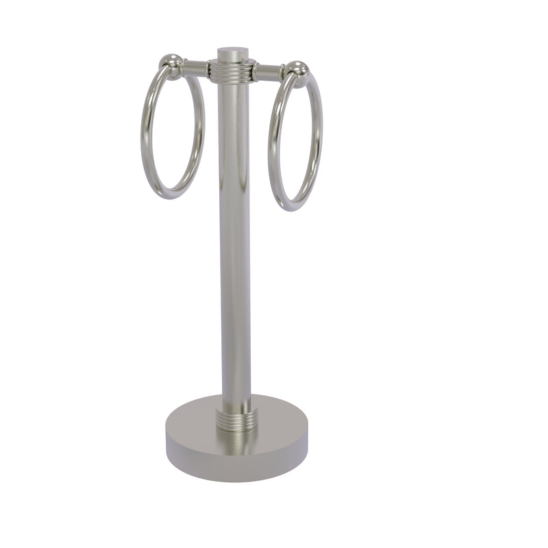 Allied Brass Vanity Top 2 Towel Ring Guest Towel Holder with Groovy Accents 953G-SN