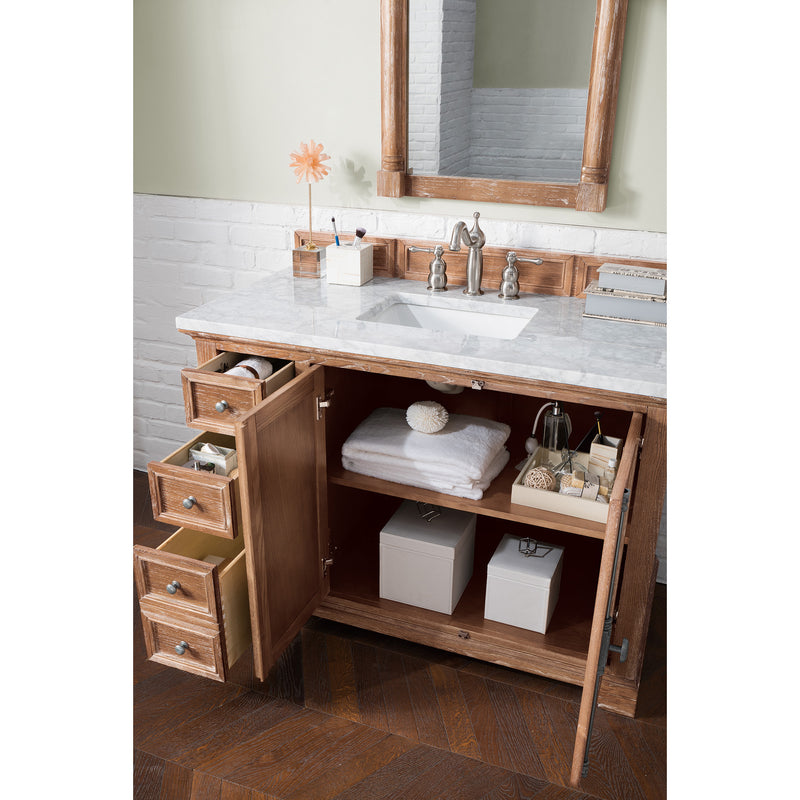 James Martin Providence 48" Driftwood Single Vanity with 3 cm Carrara Marble Top 238-105-5211-3CAR