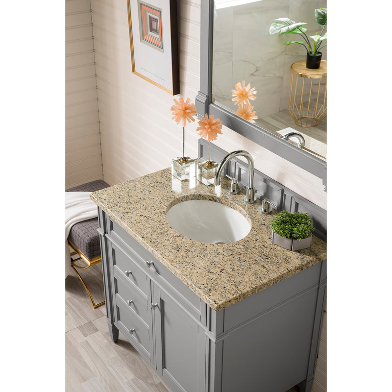 James Martin Brittany 36" Urban Gray Single Vanity with 3 cm Santa Cecilia Top 650-V36-UGR-3ODSC