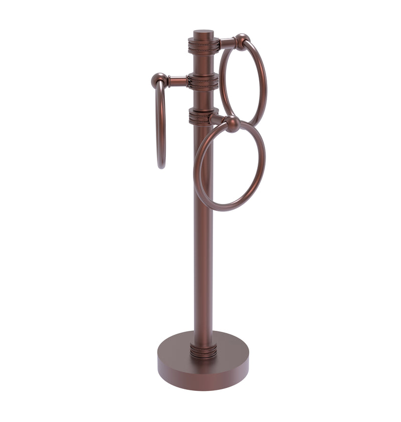 Allied Brass Vanity Top 3 Towel Ring Guest Towel Holder with Dotted Accents 983D-CA