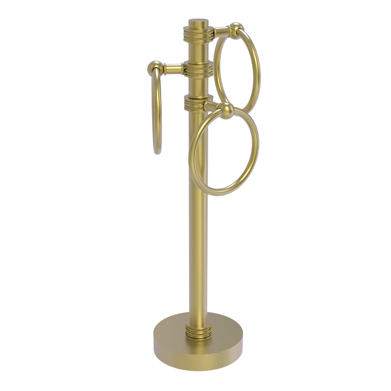 Allied Brass Vanity Top 3 Towel Ring Guest Towel Holder with Dotted Accents 983D-SBR