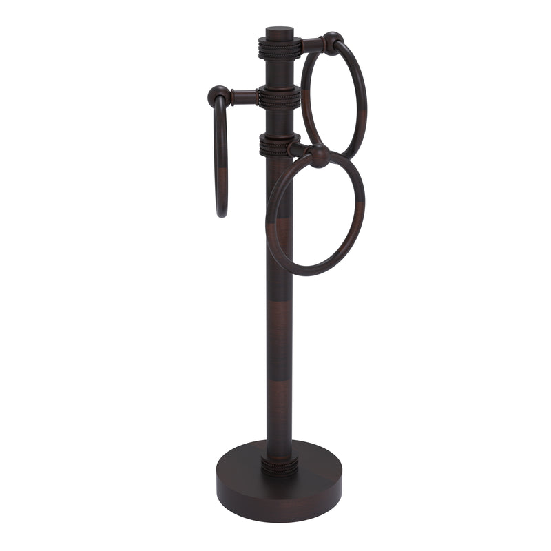 Allied Brass Vanity Top 3 Towel Ring Guest Towel Holder with Dotted Accents 983D-VB