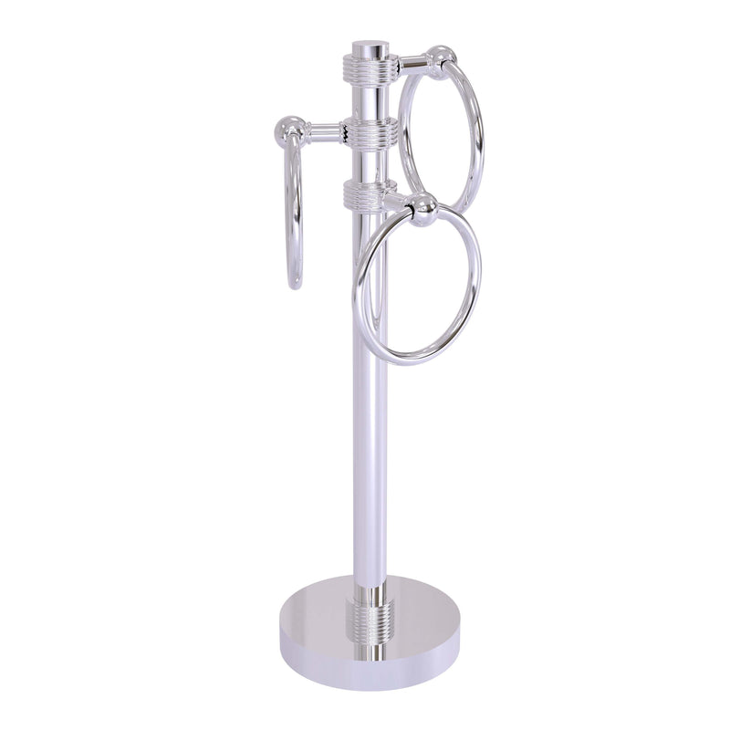 Allied Brass Vanity Top 3 Towel Ring Guest Towel Holder with Groovy Accents 983G-PC