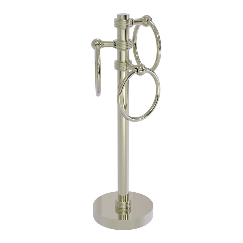 Allied Brass Vanity Top 3 Towel Ring Guest Towel Holder with Groovy Accents 983G-PNI