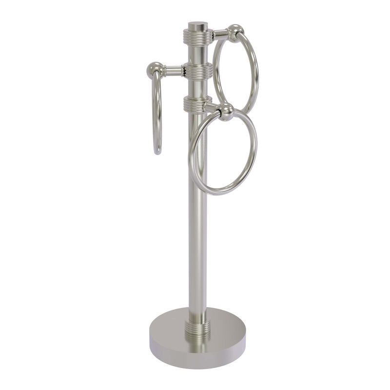 Allied Brass Vanity Top 3 Towel Ring Guest Towel Holder with Groovy Accents 983G-SN