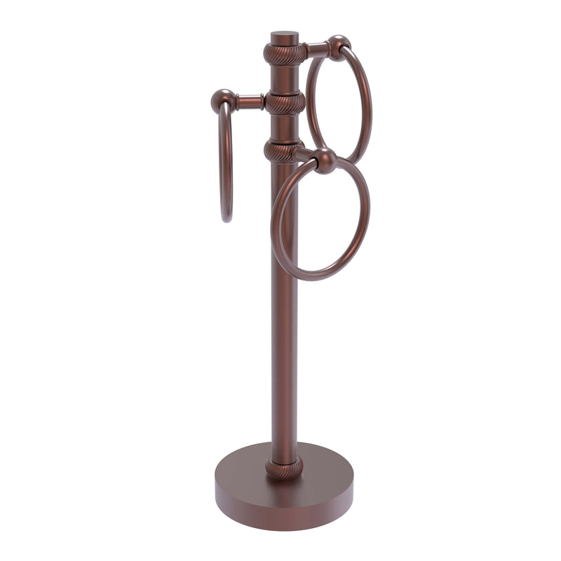 Allied Brass Vanity Top 3 Towel Ring Guest Towel Holder with Twisted Accents 983T-CA