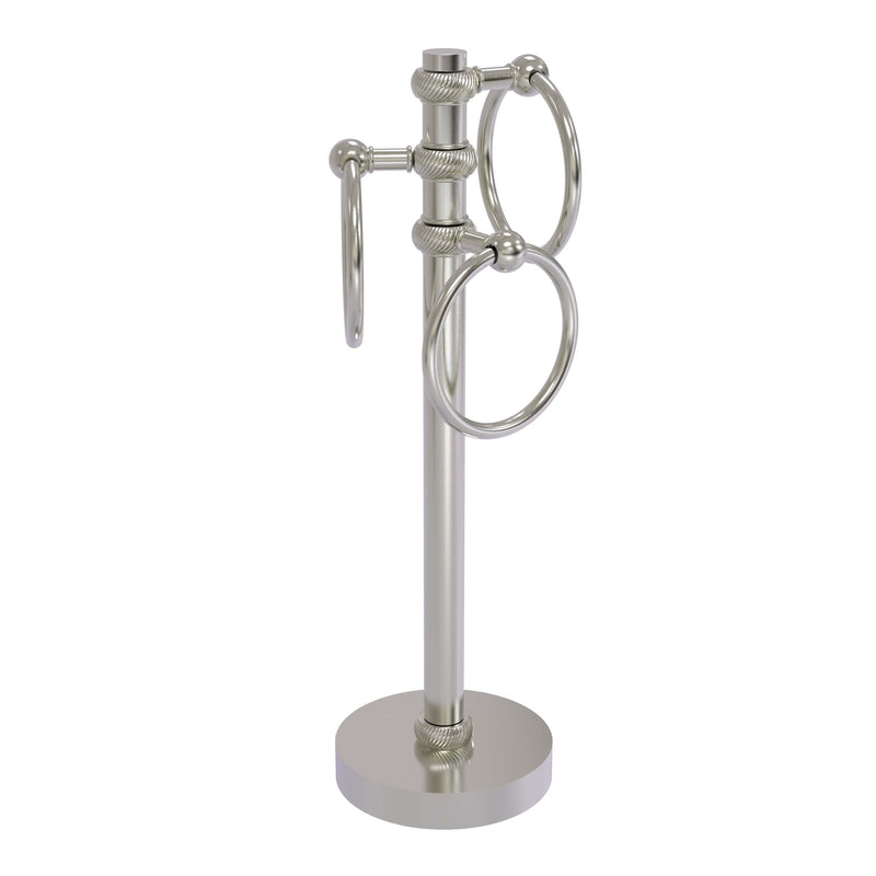 Allied Brass Vanity Top 3 Towel Ring Guest Towel Holder with Twisted Accents 983T-SN