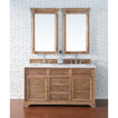 James Martin Savannah 60" Double Vanity Cabinet Driftwood with 3 cm Classic White Quartz Top 238-104-5611-3CLW