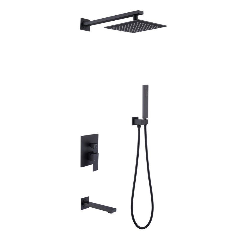 Alma Vanity Empolo 8" Wall Mount Rain Shower Set Matte Black Finish A214705MB