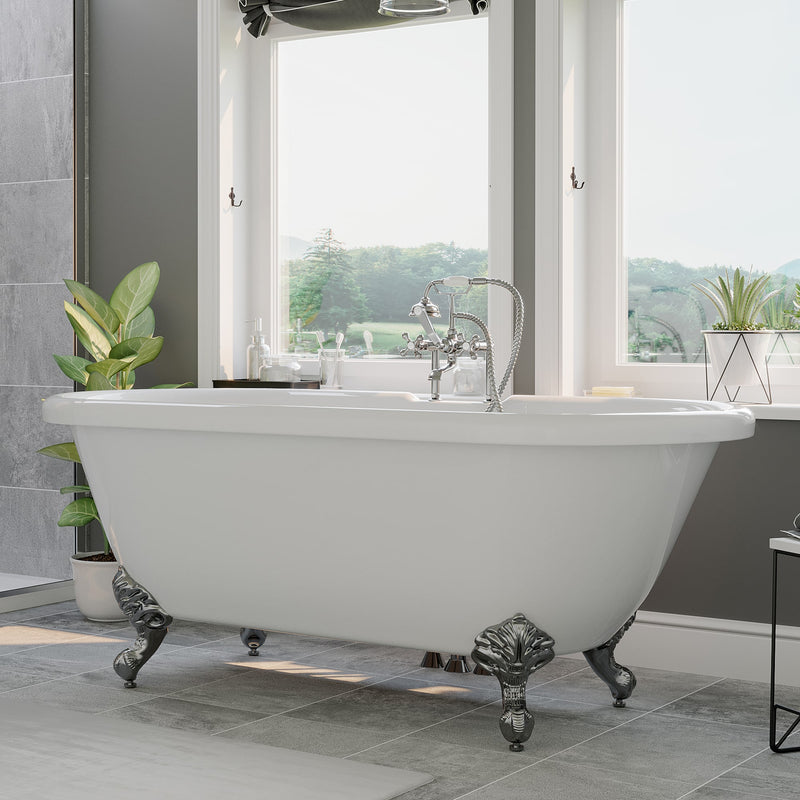 Cambridge Plumbing Acrylic Double Ended Clawfoot Bathtub 70"x30", 7" Drillings PC Package