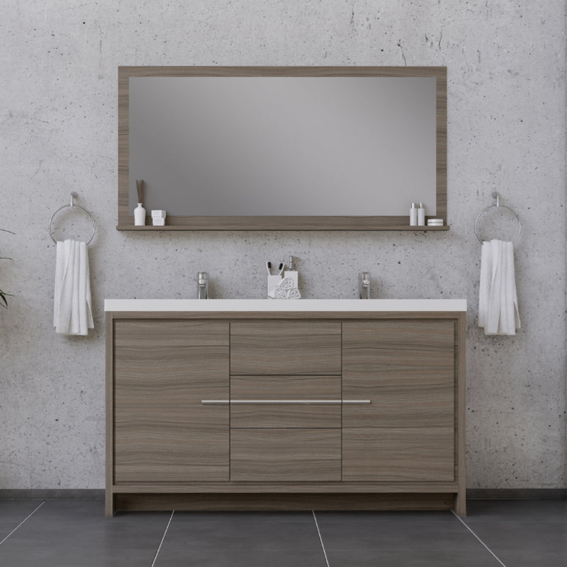 Alya Bath Sortino 60 Double" Modern Bathroom Vanity Gray AB-MD660D-G