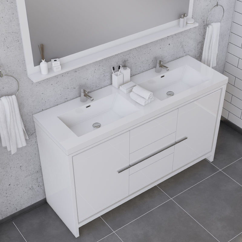 Alya Bath Sortino 60 Double" Modern Bathroom Vanity White AB-MD660D-W