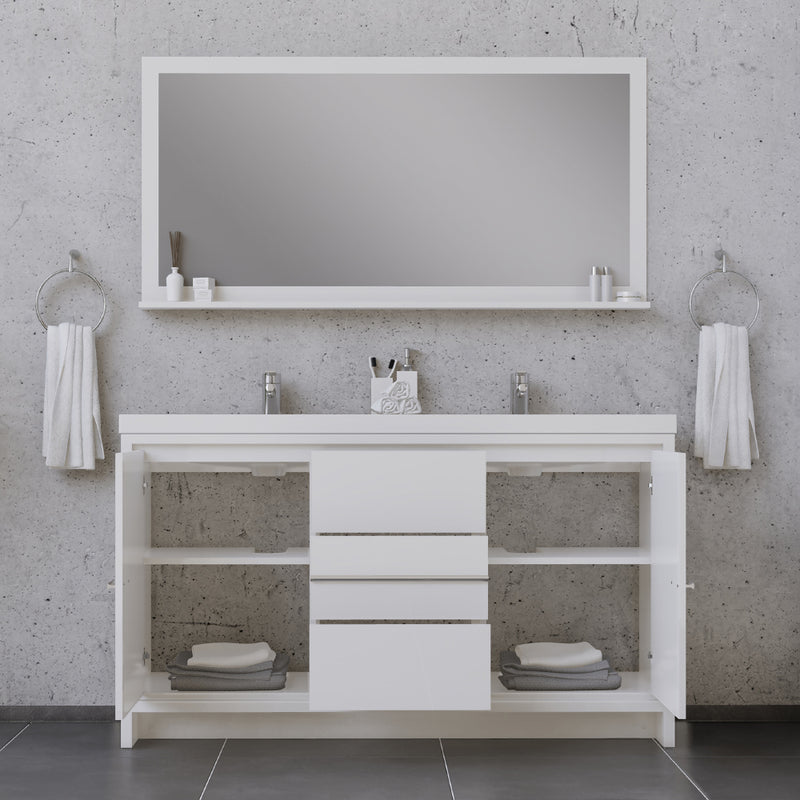 Alya Bath Sortino 60 Double" Modern Bathroom Vanity White AB-MD660D-W