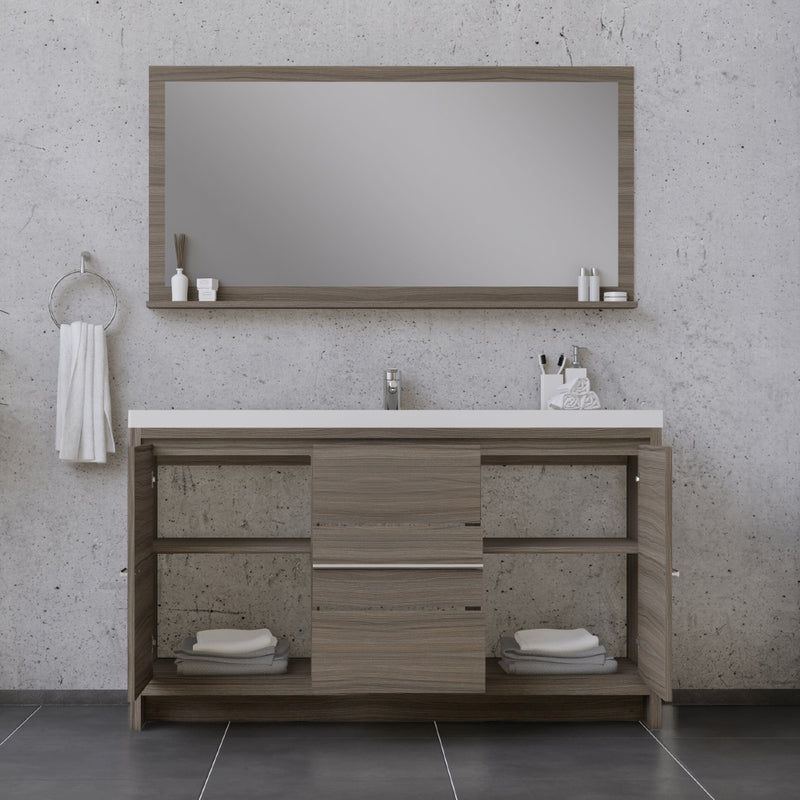 Alya Bath Sortino 60 Single" Modern Bathroom Vanity Gray AB-MD660S-G