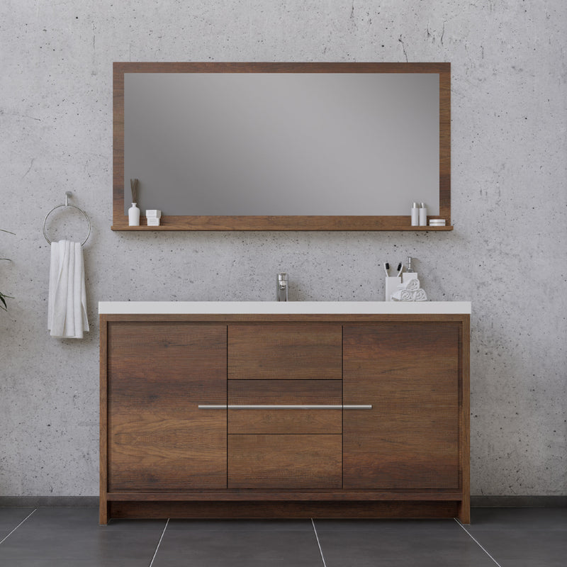 Alya Bath Sortino 60 Single" Modern Bathroom Vanity Rosewood AB-MD660S-RW