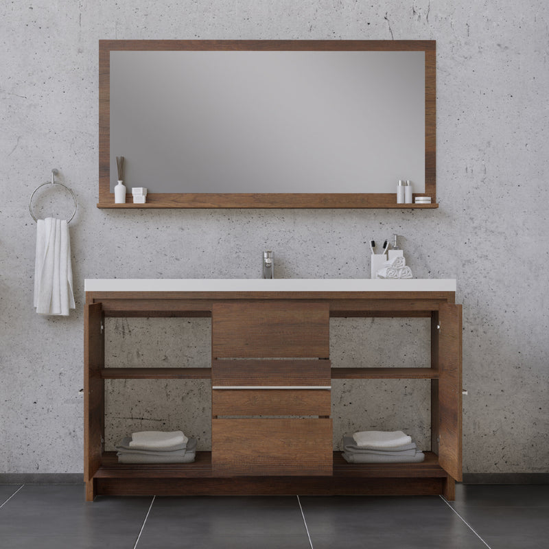 Alya Bath Sortino 60 Single" Modern Bathroom Vanity Rosewood AB-MD660S-RW