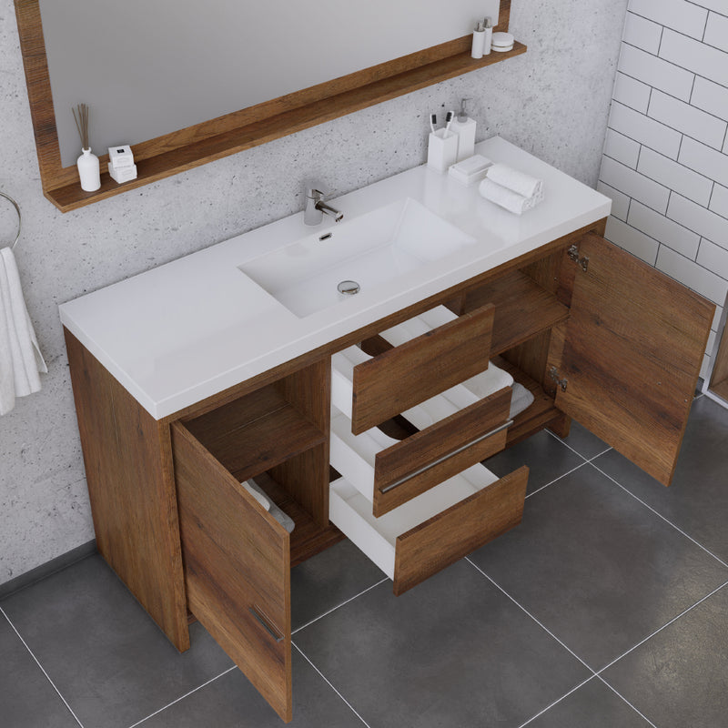 Alya Bath Sortino 60 Single" Modern Bathroom Vanity Rosewood AB-MD660S-RW