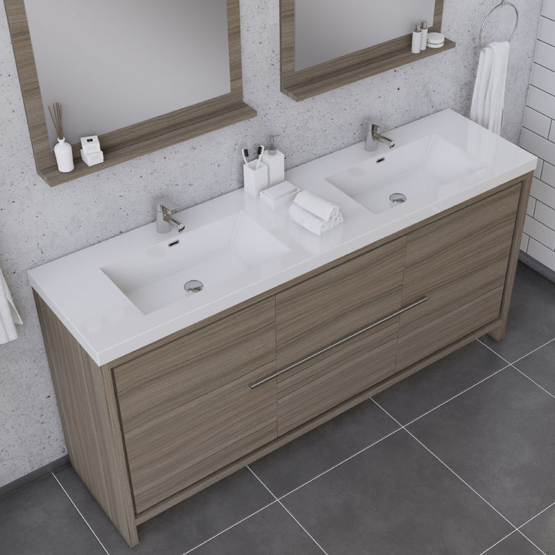 Alya Bath Sortino 72" Modern Bathroom Vanity Gray AB-MD672-G