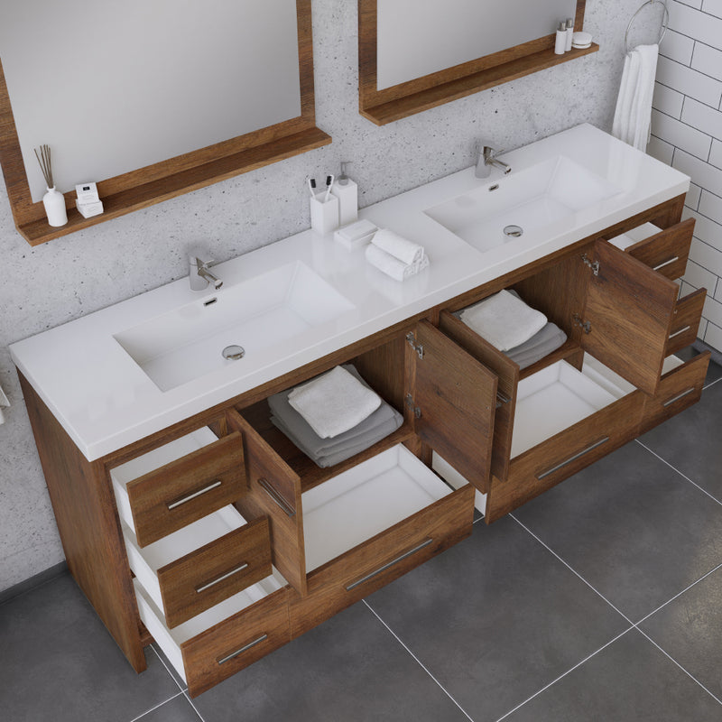 Alya Bath Sortino 84" Modern Bathroom Vanity Rosewood AB-MD684-RW