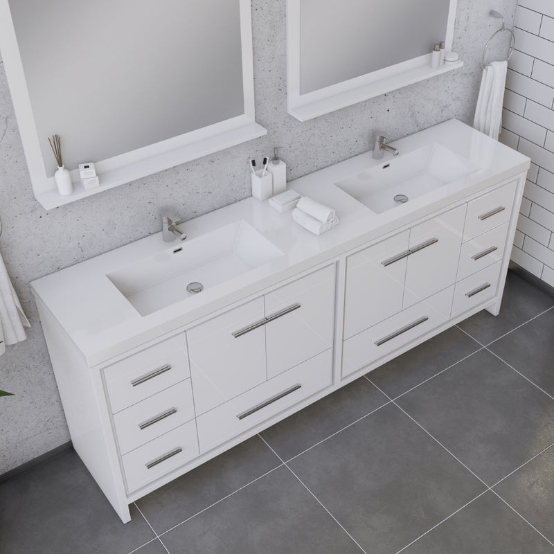 Alya Bath Sortino 84" Modern Bathroom Vanity White AB-MD684-W