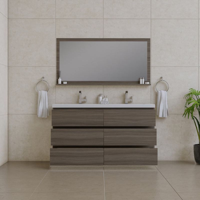 Alya Bath Paterno 60" Double Modern Freestanding Bathroom Vanity Gray AB-MOA60D-G