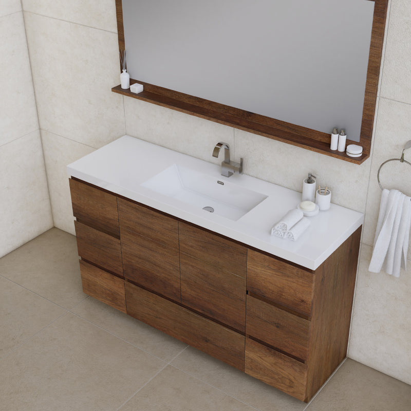 Alya Bath Paterno 60" Single Modern Freestanding Bathroom Vanity Rosewood AB-MOA60S-RW