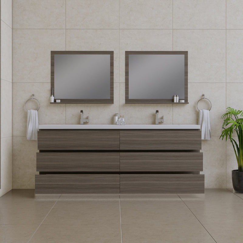 Alya Bath Sortino 84" Modern Freestanding Bathroom Vanity Gray AB-MOA84D-G
