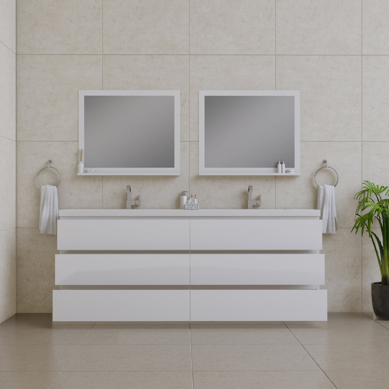 Alya Bath Paterno 84" Modern Freestanding Bathroom Vanity White AB-MOA84D-W