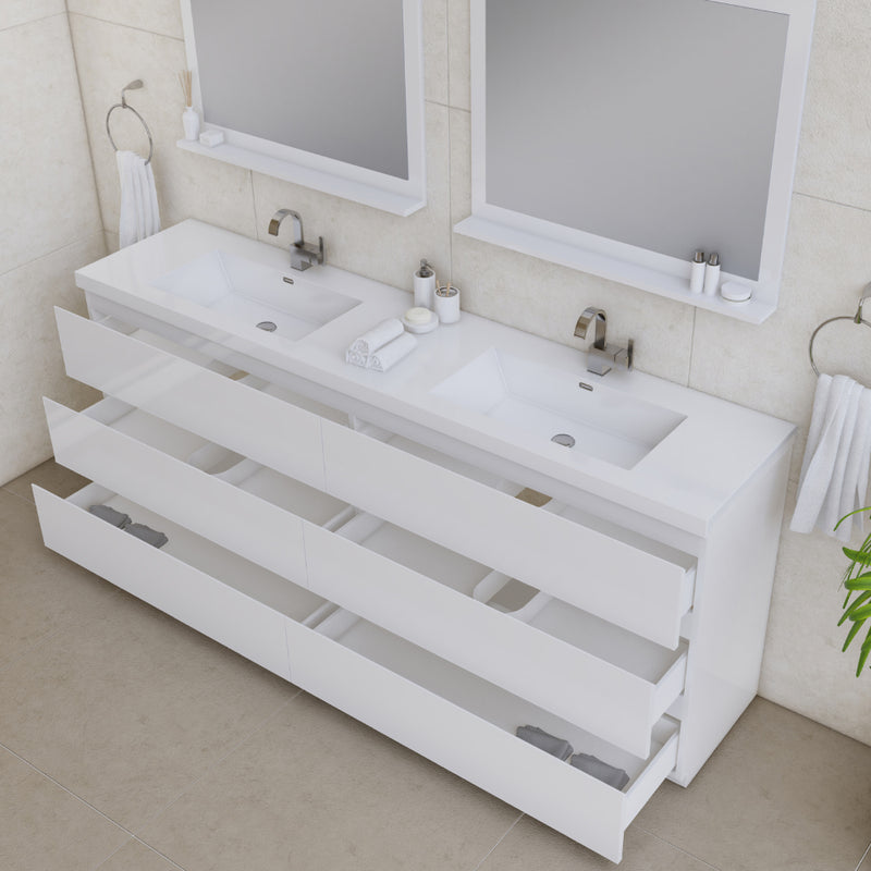 Alya Bath Paterno 84" Modern Freestanding Bathroom Vanity White AB-MOA84D-W