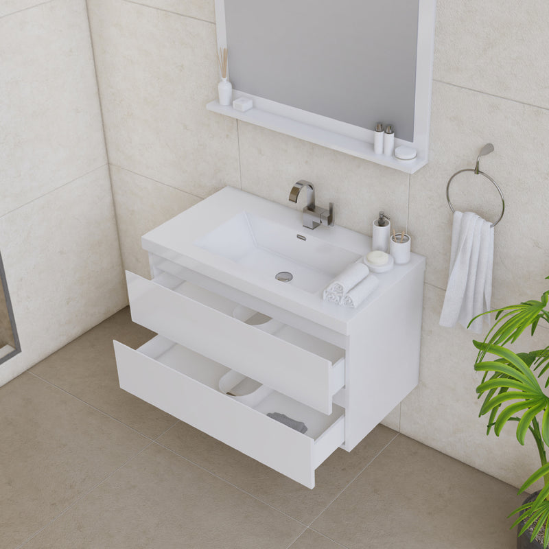 Alya Bath Paterno 36" Modern Wall Mounted Bathroom Vanity White AB-MOF36-W