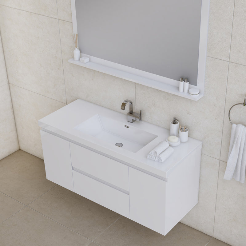 Alya Bath Paterno 48" Modern Wall Mounted Bathroom Vanity White AB-MOF48-W