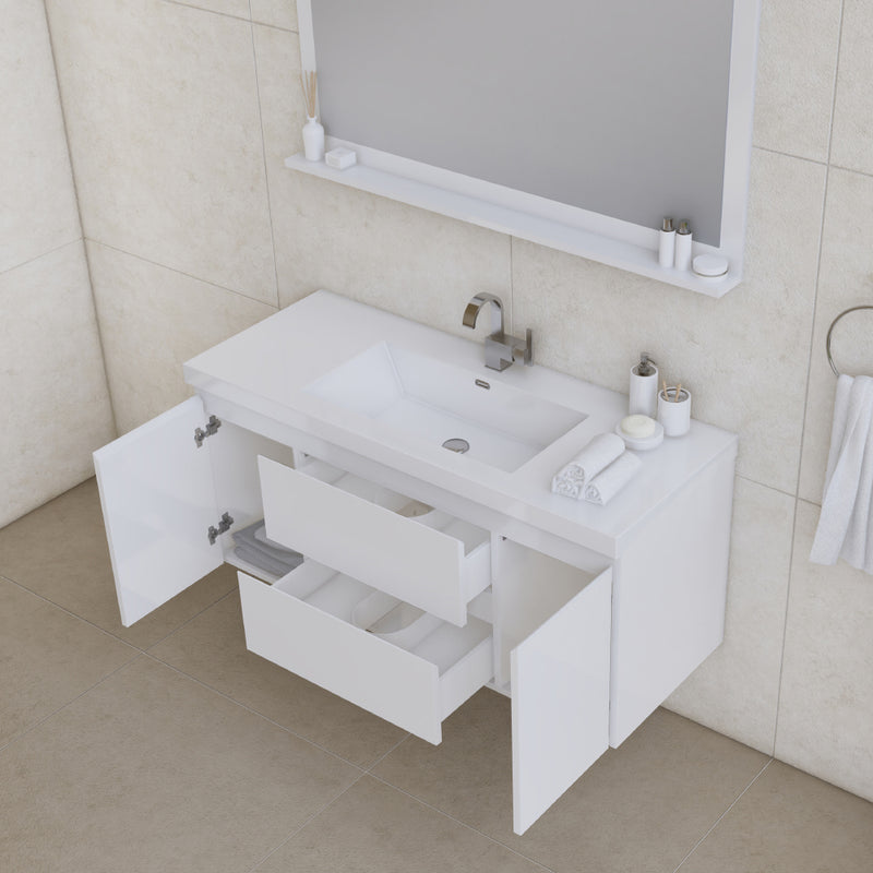 Alya Bath Paterno 48" Modern Wall Mounted Bathroom Vanity White AB-MOF48-W