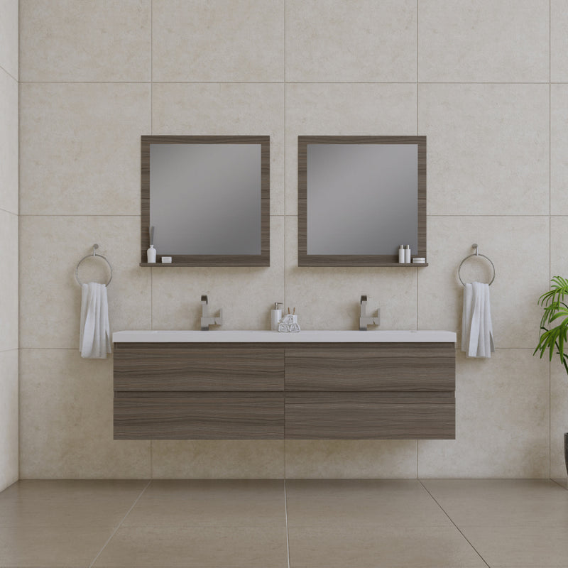 Alya Bath Paterno 72" Modern Wall Mounted Bathroom Vanity Gray AB-MOF72D-G