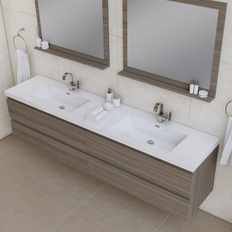 Alya Bath Paterno 84" Modern Wall Mounted Bathroom Vanity Gray AB-MOF84D-G