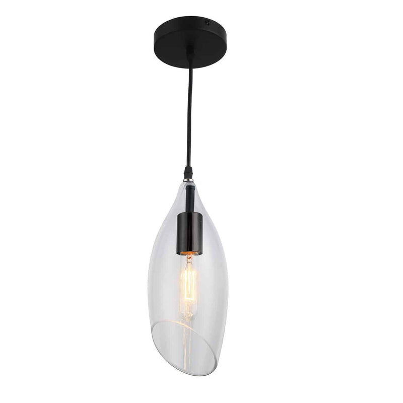 Dainolite 1 Light Incandescent Pendant Blk Finish W/Clear Glass ABB-61P-CL