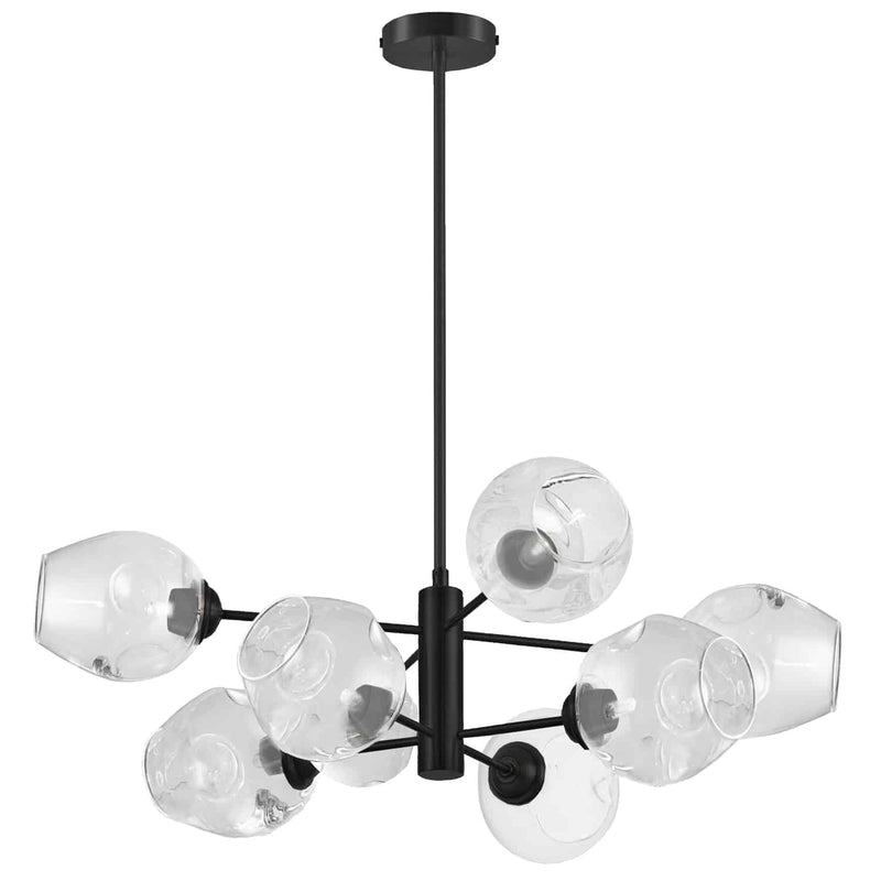 Dainolite 8 Light Halogen Pendant Matte Black with Clear Glass ABI-268P-MB-CLR