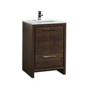 KubeBath Dolce 24" Rose Wood Modern Bathroom Vanity with White Quartz Counter-Top AD624RW