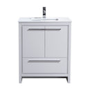 KubeBath Dolce 30" High Gloss White Modern Bathroom Vanity with White Quartz Counter-Top AD630GW