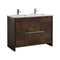 KubeBath Dolce 48" Double Sink Rose Wood Modern Bathroom Vanity with White Quartz Counter-Top AD648DRW