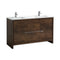 KubeBath Dolce 60" Double Sink Rose Wood Modern Bathroom Vanity with White Quartz Counter-Top AD660DRW