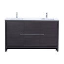 KubeBath Dolce 60" Double Sink Gray Oak Modern Bathroom Vanity with White Quartz Counter-Top AD660DWB