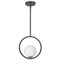 Dainolite 1 Light Halogen Pendant Matte Black with White Opal Glass ADR-101P-MB